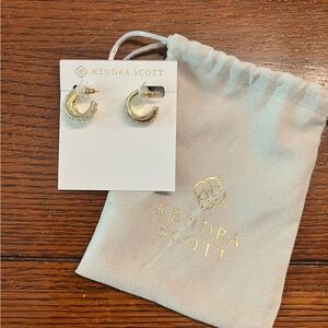 KENDRA SCOTT Livy Huggie 14k Gold Plated, White Crystal Earrings